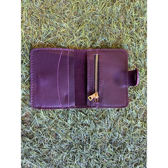 Portland Leather Bundle Mini Bifold Wallet Plum Leather Wallet Nutmeg Small Bag - Picture 6 of 8